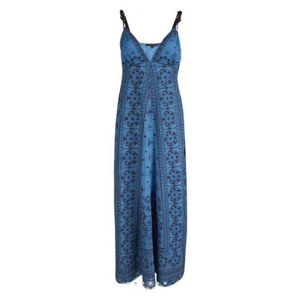 Elie Tahari Dresses & Skirts - Elie Tahari Blue Sleeveless V-Neck Resort Gown embroidered silk XS